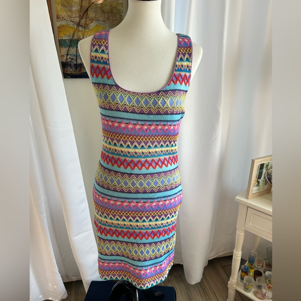Chelsea & Violet Dress Chevron Print Bodycon Dress Sleeveless size M